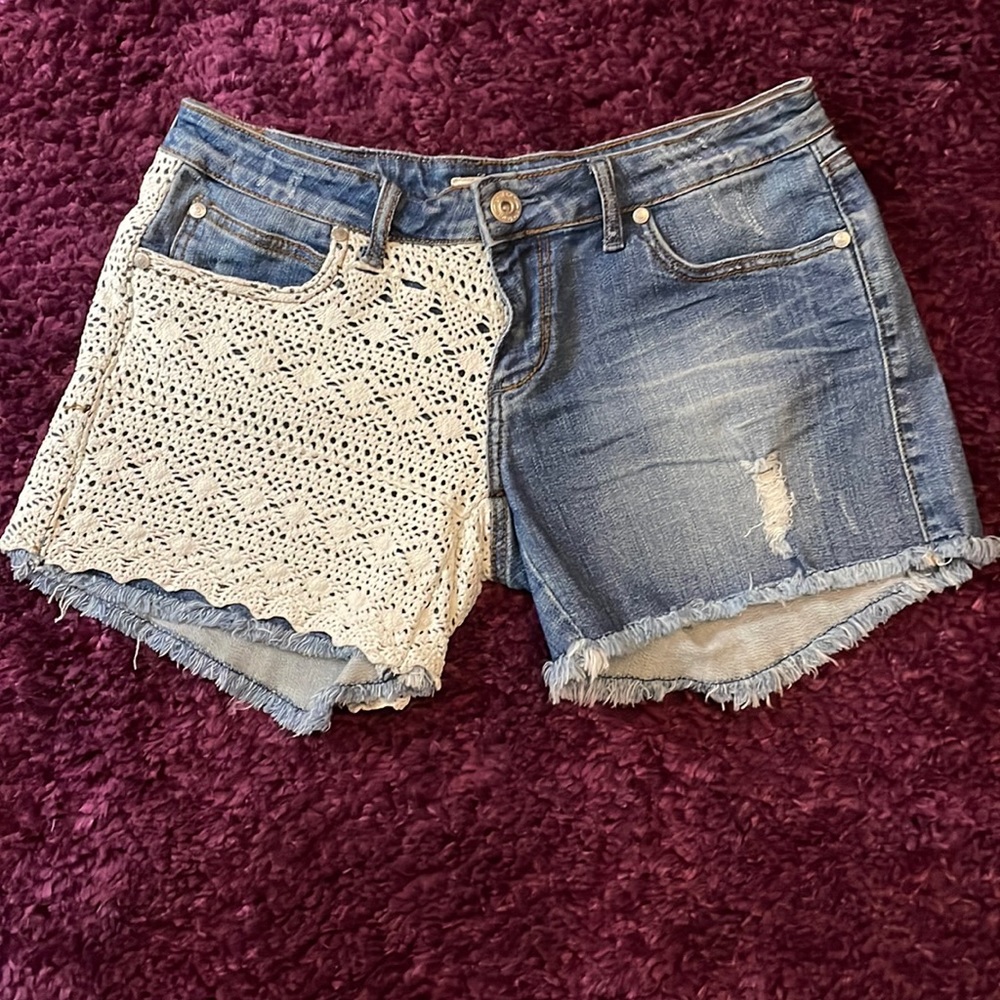 Stetson denim and lace shorts